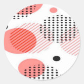 Orange Circles with Black Polka Dots pattern ラウンドシール (正面)
