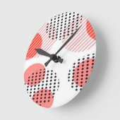 Orange Circles with Black Polka Dots pattern ラウンド壁時計 (傾斜)