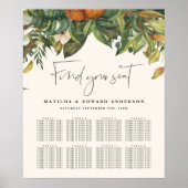 Orange citrus botanica floral wedding seating plan ポスター (正面)