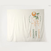 Orange Citrus Little Cutie Baby Shower Backdrop タペストリー (正面(横))