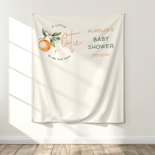 Orange Citrus Little Cutie Baby Shower Backdrop タペストリー