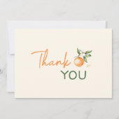 Orange Citrus Little Cutie Baby Shower Flat サンキューカード (正面)