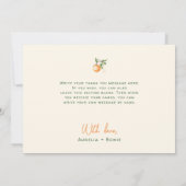 Orange Citrus Little Cutie Baby Shower Flat サンキューカード (裏面)