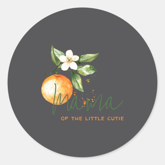 Orange Citrus Little Cutie Baby Shower Mama To Be  ラウンドシール (正面)