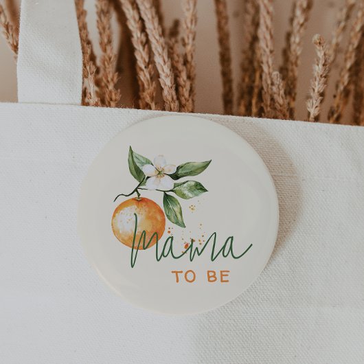 Orange Citrus Little Cutie Baby Shower Mama To Be 缶バッジ