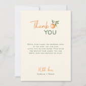 Orange Citrus Little Cutie Baby Shower Photo サンキューカード (正面)