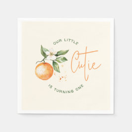 Orange Citrus Little Cutie Birthday Party スタンダードカクテルナプキン