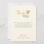 Orange Citrus Little Cutie First Birthday Photo サンキューカード (正面)