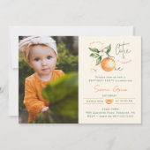 Orange Citrus Little Cutie First Birthday Photo 招待状 (正面)