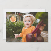 Orange Citrus Little Cutie First Birthday Photo 招待状 (裏面)