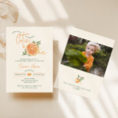 Orange Citrus Little Cutie Photo Birthday Party 招待状