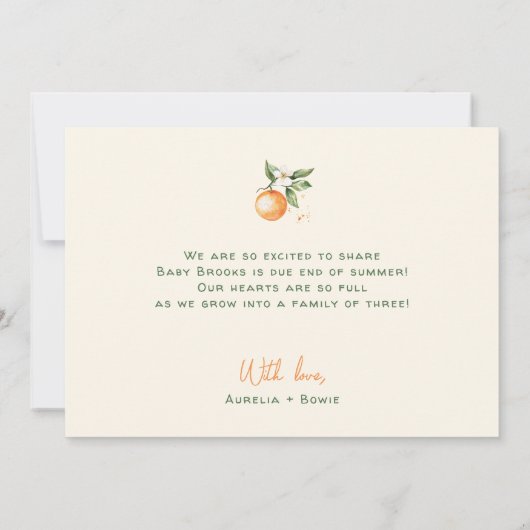 Orange Citrus Little Cutie Pregnancy 案内状 (裏面)