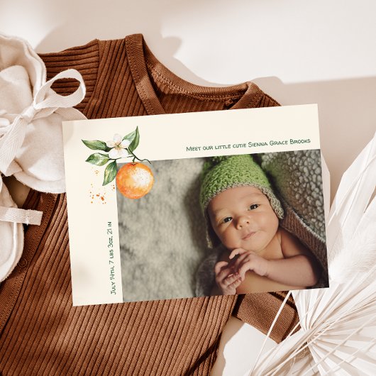 Orange Citrus Little Cutie Thank You Baby 案内状