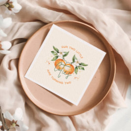 Orange Citrus Little Cutie Twin Birthday Party スタンダードカクテルナプキン
