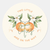 Orange Citrus Two Little Cuties Baby Shower Favor ラウンドシール (正面)