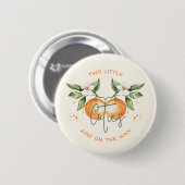 Orange Citrus Two Little Cuties Twin Baby Shower 缶バッジ (正面&裏面)