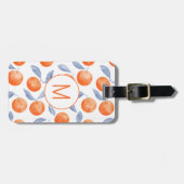 Orange Citrus Watercolor Monogram Mediterranean ラゲッジタグ (正面横)