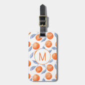 Orange Citrus Watercolor Monogram Mediterranean ラゲッジタグ (正面縦)