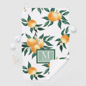 Orange Citrus Watercolor Monogram Name ゴルフタオル (インサイチュ)
