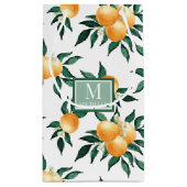 Orange Citrus Watercolor Monogram Name スモールペーパーバッグ (裏面)
