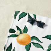 Orange Citrus Watercolor Monogram Name  ビーチタオル (インサイチュ)