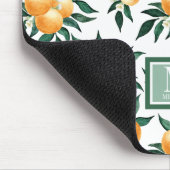 Orange Citrus Watercolor Monogram Name  マウスパッド (コーナー)