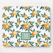 Orange Citrus Watercolor Monogram Name  マウスパッド (正面)