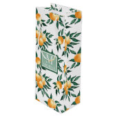 Orange Citrus Watercolor Monogram Name ワインギフトバッグ (正面アングル)
