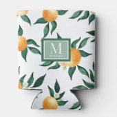 Orange Citrus Watercolor Monogram Name 缶クーラー (裏面)