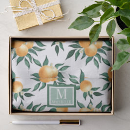 Orange Citrus Watercolor Monogram Name 薄葉紙