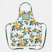 Orange Citrus Watercolor Monogram Name Apron エプロン (正面)