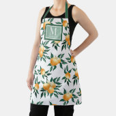 Orange Citrus Watercolor Monogram Name Apron エプロン (インサイチュ)