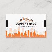 Orange Cityscape Home Builder Construction 名刺 (正面)