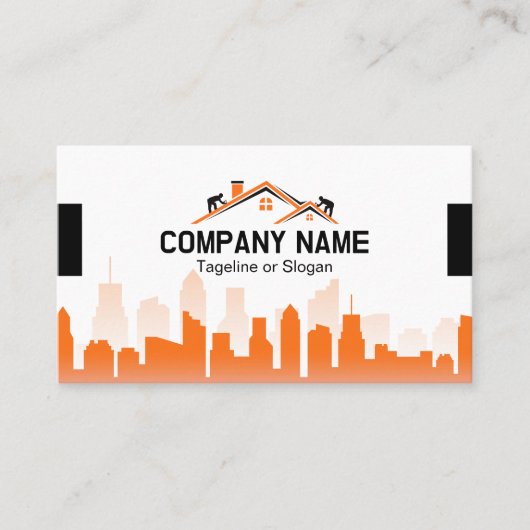 Orange Cityscape Home Builder Construction 名刺 (正面)