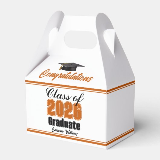 Orange Class of 2026 Custom Graduation Party フェイバーボックス (正面サイド)