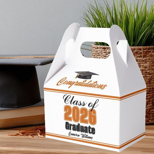 Orange Class of 2026 Custom Graduation Party フェイバーボックス