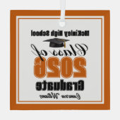 Orange Class of 2026 Graduation Custom Christmas ガラスオーナメント (裏面)