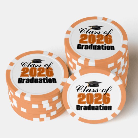 Orange Class of 2026 Graduation Party ポーカーチップ (積み重ね)