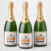 Orange Class of 2026 Graduation Party Custom スパークリングワインラベル (ボトル)