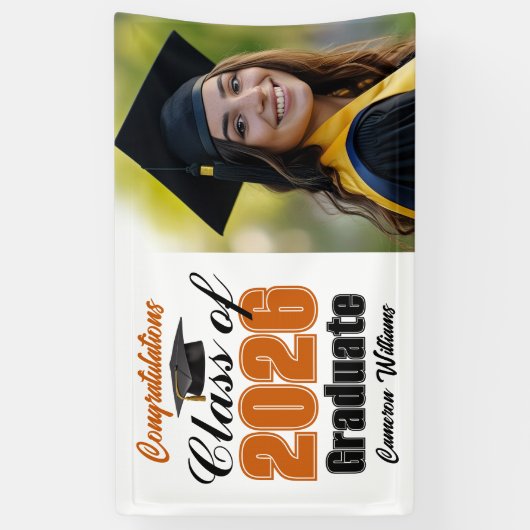 Orange Class of 2026 Graduation Party Photo 横断幕 (縦)