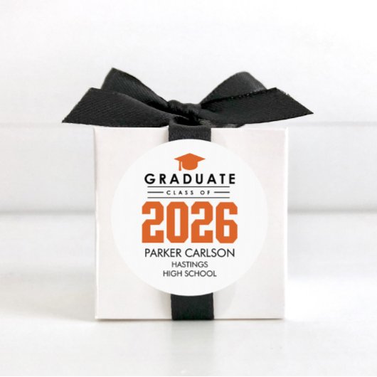 Orange Class of 2026 Graduation Sticker ラウンドシール