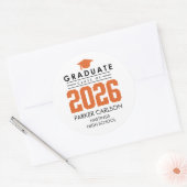 Orange Class of 2026 Graduation Sticker ラウンドシール (封筒)