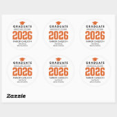 Orange Class of 2026 Graduation Sticker ラウンドシール (シート)