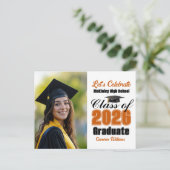 Orange Class of 2026 Photo Graduation Party インビテーションポストカード (スタンド正面)