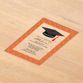 Orange Class of 20XX Graduation Party アクリル招待状 (レイダウン)