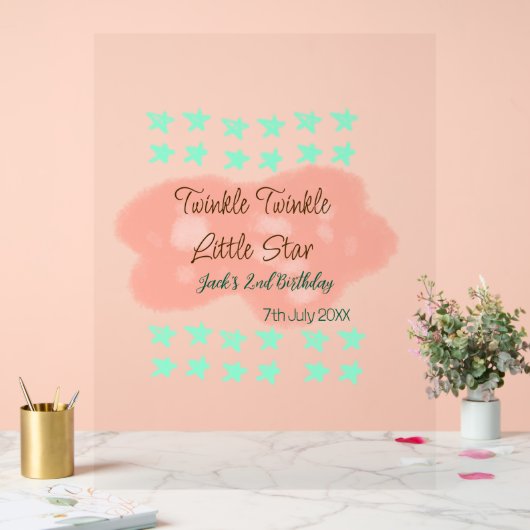 Orange clouds twinkle twinkle little stars green  アクリルサイン (ウェディング)
