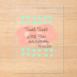 Orange clouds twinkle twinkle little stars green  アクリル招待状