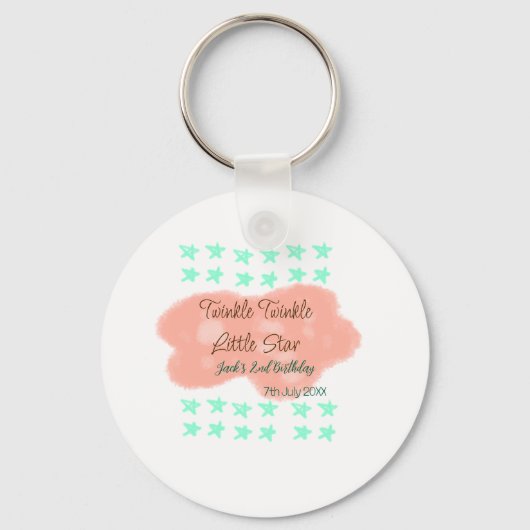 Orange clouds twinkle twinkle little stars green  キーホルダー (正面)