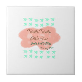 Orange clouds twinkle twinkle little stars green  タイル