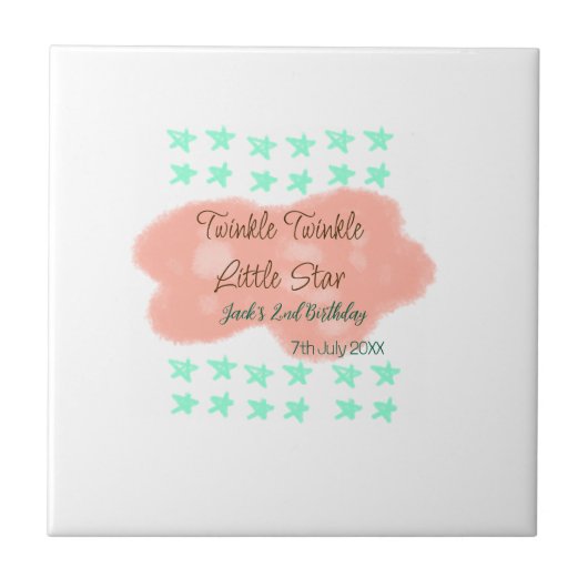 Orange clouds twinkle twinkle little stars green  タイル (正面)